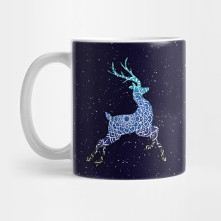 Blue Flying Reindeer Mandala in the Night Sky Mug